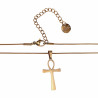 60cm x 1mm Ronde Slangenketting met Anhk-Kruis Unisex - Verguld RVS