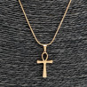 60cm x 1mm Ronde Slangenketting met Anhk-Kruis Unisex - Verguld RVS