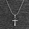 60cm x 1mm Ronde Slangenketting met Anhk-Kruis Unisex - Gepolijst RVS
