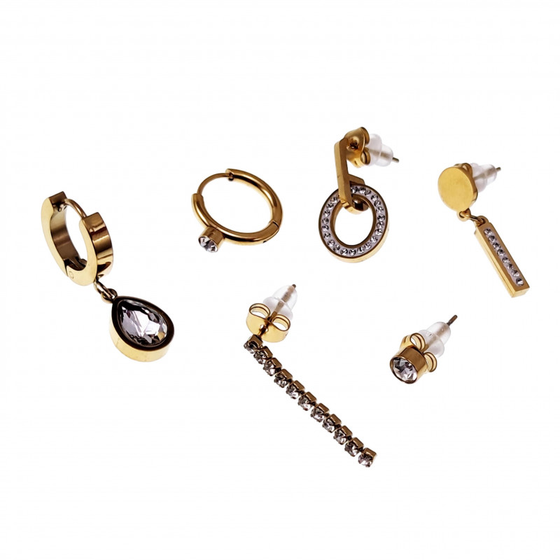 6-Stucks Lang Oorbellen Dames Oorringen Strass Oorbellen Verguld RVS 6-Stucks Lang Oorbellen Dames Oorringen Strass Oorbellen Verguld RVS