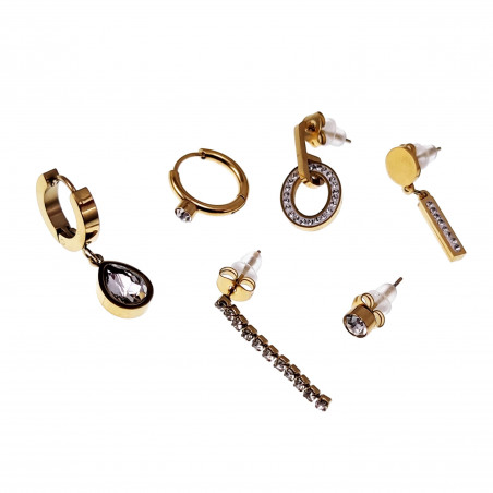 6-Stucks Lang Oorbellen Dames Oorringen Strass Oorbellen Verguld RVS