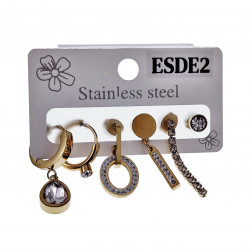 6-Stucks Lang Oorbellen Dames Oorringen Strass Oorbellen Verguld RVS