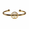 Bangle Dames Stijve Armband met Levensboom - Verguld RVS Open Armband