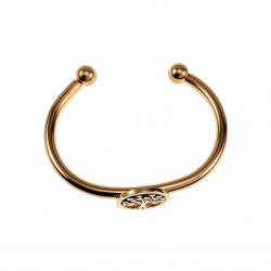 Bangle Dames Stijve Armband met Levensboom - Verguld RVS Open Armband