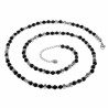 57cm tot 62cm Lava Kralenketting Heren - Verstelbaar - RVS - Natuursteen - Halsketting