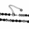 57cm tot 62cm Lava Kralenketting Heren - Verstelbaar - RVS - Natuursteen - Halsketting