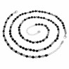 57cm tot 62cm Lava Kralenketting Heren - Verstelbaar - RVS - Natuursteen - Halsketting
