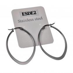 ∅40mm Oorbellen Dames - Gepolijst RVS - Ovale Oorringen