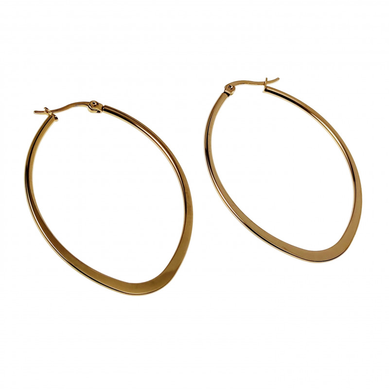∅50mm Oorbellen Dames - Verguld RVS - Ovale Oorringen ∅50mm Oorbellen Dames - Verguld RVS - Ovale Oorringen