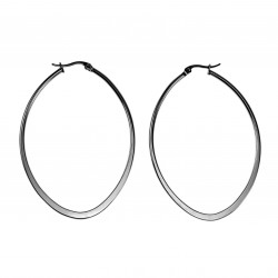 ∅60mm Oorbellen Dames - Gepolijst RVS - Ovale Oorringen