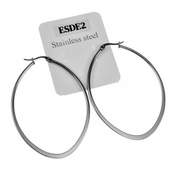∅60mm Oorbellen Dames - Gepolijst RVS - Ovale Oorringen