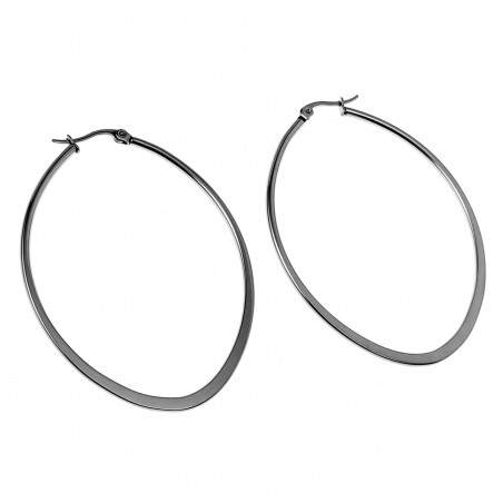 ∅60mm Oorbellen Dames - Gepolijst RVS - Ovale Oorringen