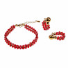 Dubbele Armband Dames RVS Gefacetteerde Kristallen Rood Verstelbaar