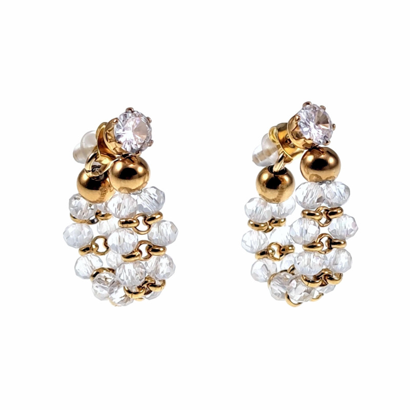 Oorbellen Dames - Verguld RVS Zirlonia Oorstekers Oorringen Kristallen Oorbellen Dames - Verguld RVS Zirlonia Oorstekers Oorringen Kristallen