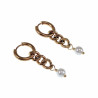 ∅15mm Oorringen Dames - Verguld RVS - Langer Oorbellen Oorbellen met Kettinghanger