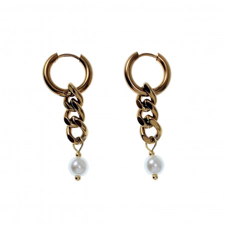 ∅15mm Oorringen Dames Verguld RVS Langer Oorbellen met Ketting Hanger