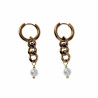 ∅15mm Oorringen Dames - Verguld RVS - Langer Oorbellen Oorbellen met Kettinghanger