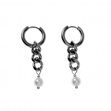 ∅15mm Oorringen Dames RVS Langer Oorbellen met Ketting Hanger