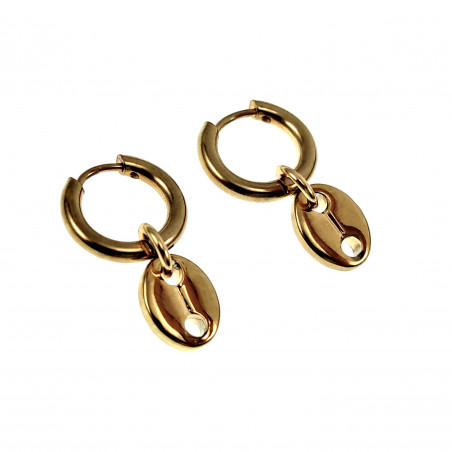 ∅15mm Oorringen Dames Verguld RVS Oorbellen met Koffieschakel Hanger
