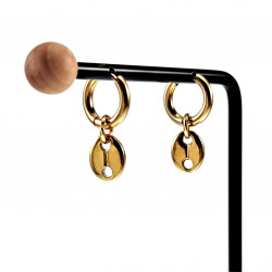∅15mm Oorringen Dames - Verguld RVS - Oorbellen met Koffieschakel Hanger - Lange Oorbellen