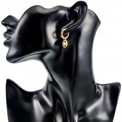 ∅15mm Oorringen Dames - Verguld RVS - Oorbellen met Koffieschakel Hanger - Lange Oorbellen