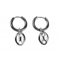 ∅15mm Oorringen Dames - Gepolijst RVS - Oorbellen met Koffieschakelhanger - Lange Oorbellen