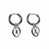 ∅15mm Oorringen Dames - Gepolijst RVS - Oorbellen met Koffieschakelhanger - Lange Oorbellen