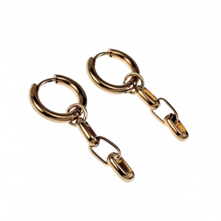 ∅15mm Oorringen Dames - Verguld RVS - Oorbellen met Kettinghanger