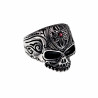 Ring Heren - Skull Ring met Rode Steen - Gepolijst RVS - Schedel Ring