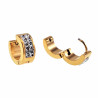 ∅14mm x 6mm Oorbellen Unisex - Verguld RVS - Brede Oorringen met Strass