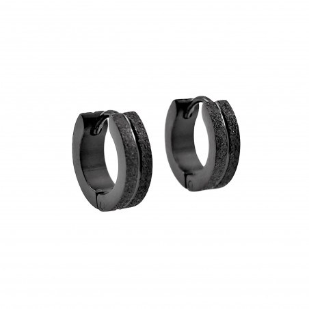 ∅13mm Oorbellen Unisex Zwart PVD-Coating RVS Oorringen Sand-afwerking