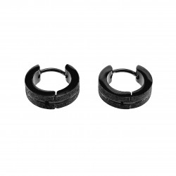 ∅13mm x 4mm Oorbellen Unisex - Zwart PVD-Coating RVS - Oorringen met Sand-afwerking