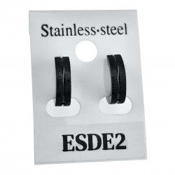 ∅13mm x 4mm Oorbellen Unisex - Zwart PVD-Coating RVS - Oorringen met Sand-afwerking