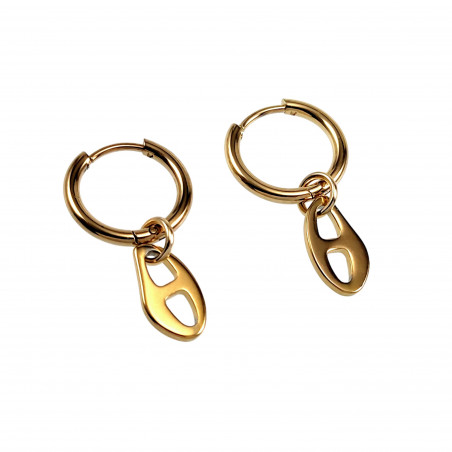 ∅16mm Oorbellen Dames - Verguld RVS - Oorringen met Schakel-Hanger