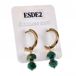 ∅18mm Oorbellen Dames - Verguld RVS - Oorringen met Groen Oostenrijkse Kristallen Hanger