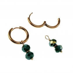 ∅18mm Oorbellen Dames - Verguld RVS - Oorringen met Groen Oostenrijkse Kristallen Hanger