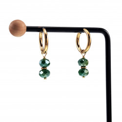 ∅18mm Oorbellen Dames - Verguld RVS - Oorringen met Groen Oostenrijkse Kristallen Hanger