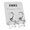 ∅16mm Oorbellen Dames - Gepolijst RVS - Oorringen met Ster Hanger