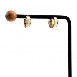 ∅13mm x 4mm Oorbellen Unisex - Verguld RVS - Oorringen met Parelmoersteen
