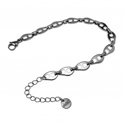 18,5cm - 23,5cm Armband Dames - Gepolijst RVS - Platte Schakels Design - Asymmetrische Schakelarmband