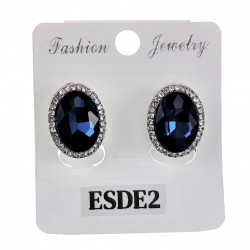 Clip-on Oorbellen Oorclips met Rode Zirkoniasteen Ovale Oorbellen Dames