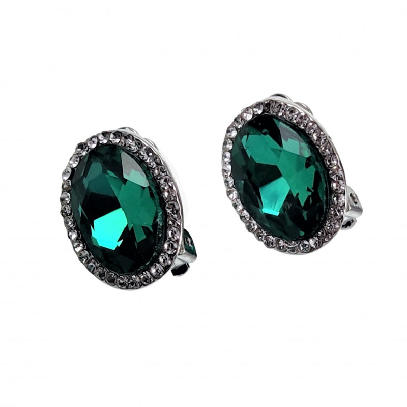 Clip-on Oorbellen Oorclips Groene Zirkoniasteen Ovale Oorbellen Dames Clip-on Oorbellen Oorclips Groene Zirkoniasteen Ovale Oorbellen Dames