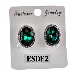 Clip-on Oorbellen Oorclips Groene Zirkoniasteen Ovale Oorbellen Dames