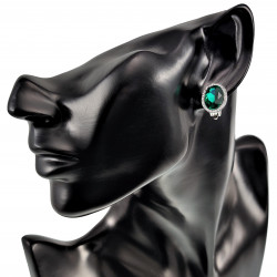 Clip-on Oorbellen Oorclips Groene Zirkoniasteen Ovale Oorbellen Dames