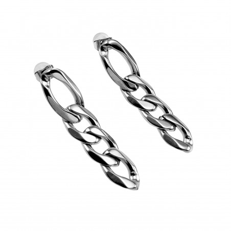 Schakels Oorbellen Dames - Figaro Stijl Gepolijst RVS Lange Oorbellen