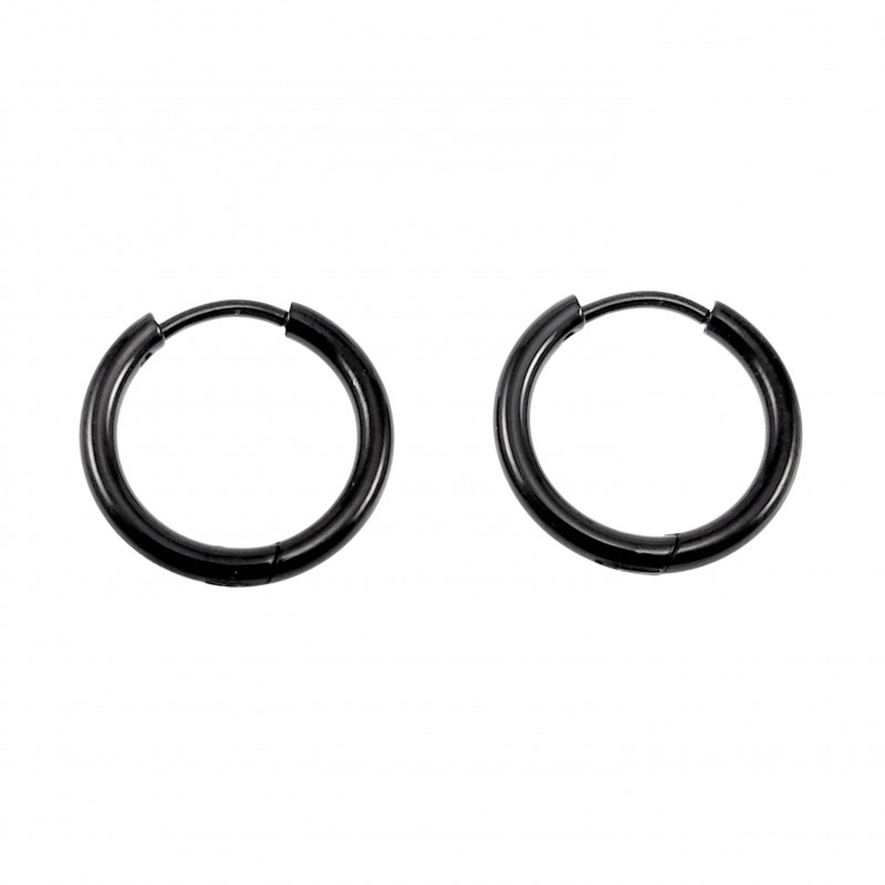 ∅16mm x 2mm Oorringen Unisex - Zwarte PVD-coating RVS Zwarte Oorbellen ∅16mm x 2mm Oorringen Unisex - Zwarte PVD-coating RVS Zwarte Oorbellen