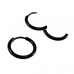∅16mm x 2mm Oorringen Unisex - Zwarte PVD-coating RVS Zwarte Oorbellen