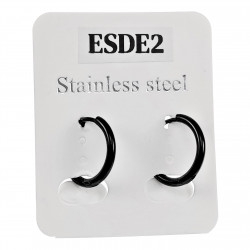 ∅16mm x 2mm Oorringen Unisex - Zwarte PVD-coating RVS Zwarte Oorbellen