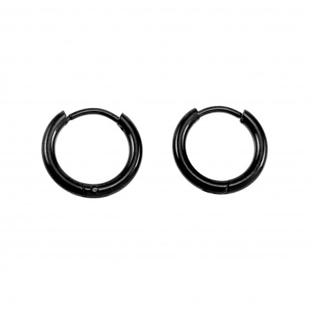 ∅14mm x 2mm Oorringen Unisex - Zwarte PVD-coating RVS Zwarte Oorbellen