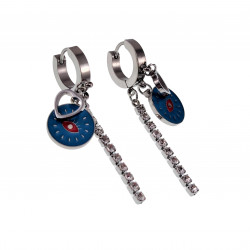 Oorbellen Dames - Gepolijst RVS - ∅13mm Oorringen met Drei Hangers